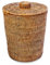 Kouboo La Jolla Rattan Round Waste Basket with Plastic Insert and Lid, Honey Brown_P, ratán y Mimbre, Honey Brown, 24.13 x 24.13 x 31.75 cm
