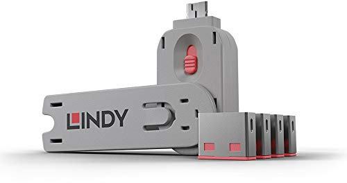 LINDY Port Schloss USB-Lock + Key 4er Set Rosa inkl. 1 Schluessel 40450, (4 Stück)