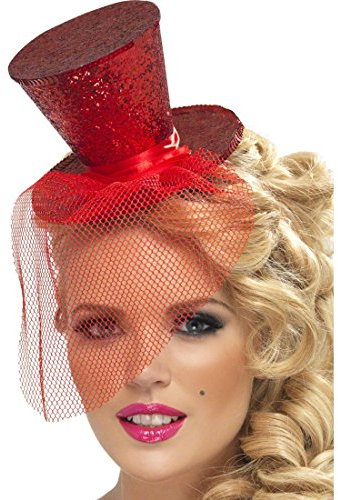 NET TOYS Minihut rot Miniatur Zylinder Rot Mini Hut Minizylinder Minihut Roter Damenhut Zylinderhut Partyhut Damen