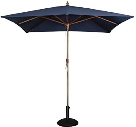 Bolero Parasol carré bleu marine à poulie, 2,5 mètres de diamètre, bleu marine, taille : 2,73(H) x 2,5(W)m, bois dur Nyatoh et polyester hydrofuge, GH991