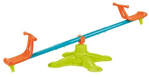 FEBER - Sube y Baja, balancin Resistente, para 2 niños, Colores Azul Verde y Naranja, Gira 360º, MAX 100kg, para niños y niñas Desde 3 años, (Famosa 800010243)