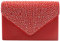 wocharm Womens Ladies Satin Diamante Clutch Bag Envelope Handbag Evening Bridal Bag Wedding Fashion Prom Vintage Shoulder Bags(Red)