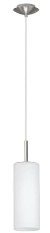 EGLO Pendellampe Troy 3, 1 flammige Pendelleuchte, Material: Stahl, Farbe: Nickel matt, Glas: satiniert weiß, Fassung: E27, Ø: 10,5 cm