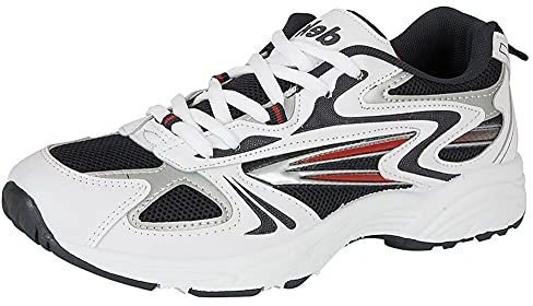 Mens White, Grey and Navy Lace Up Trainer - Venus III - White/Grey/Navy - size UK Childrens Size 5