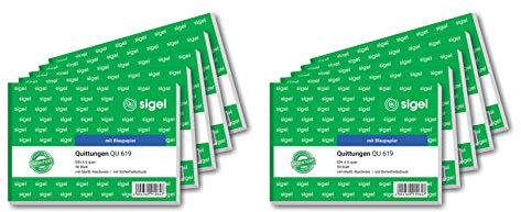 SIGEL QU619/10 Quittungsblock A6 quer, 10 Stück, 50 Blatt