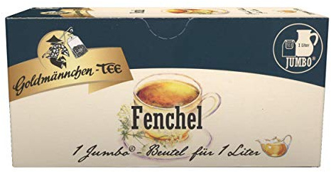 Goldmännchen Jumbo Tee Fenchel, Fencheltee, Kräutertee, 20 Teebeutel, Große Beutel, 3142