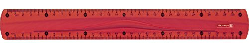 Brunnen 104973023 Lineal (für Schule und Büro Colour Code, 30 cm, mit Griffmulde, für Links- und Rechthänder) rot / red