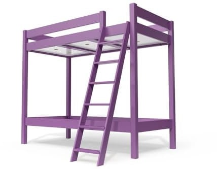 ABC MEUBLES - Letto a Castello 2 posti 90x190 con Scala inclinata Legno ABC - SUPABCIN90 - Lilla, 90x190