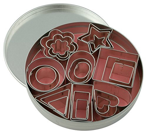 Set di stampini per biscotti, forme geometriche, scatola metallica inclusa, confezione da 24 pezzi