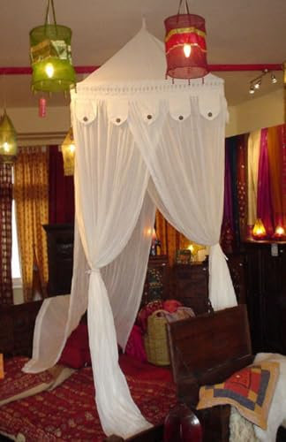 GURU SHOP Orientalischer Baldachin1001 Nacht, Betthimmel, Moskitonetz 1x1m Rund & Eckig, Baumwolle, Form: Viereckig 100x100 cm, Moskitonetze & Baldachine