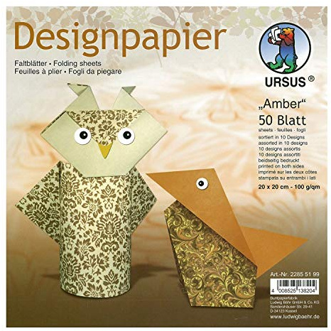 Ursus 22855199 - Designpapier, beidseitig bedruckt, 50 Blatt, 20 x 20 cm, amber