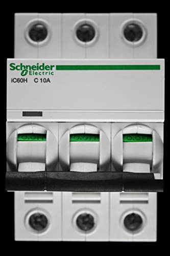 Schneider Electric A9F54310 iC60H 3 Module Triple Pole Type C MCB 10A 10kA (C60HC310)