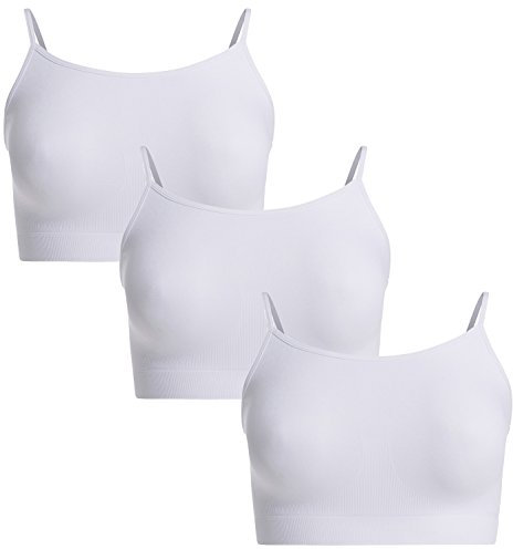 UnsichtBra Damen 3er Set Bustier BH ohne Bügel | Nahtlose Spaghettiträger Bralette | Bequem für Schlafen, Sport & Yoga | Weiche Mikrofaser | Atmungsaktive Unterwäsche (3 x Weiss, L)