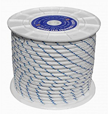 Cordon Nylon Intrecciato: 10 mm, Bianco/Blu 100 Mts.