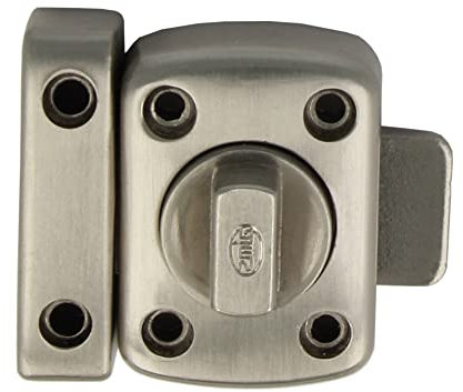 Amig - Pasador de Sobreponer - 30 mm - Adecuado Puertas de Paso de Madera - Cierre Cilíndrico Giratorio - Pestillo para Baño, Dormitorio o Despacho - Cerrojo de Seguridad - Níquel Cepillado