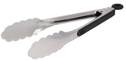 MasterClass Heavy Duty Stainless Steel Kitchen Tongs with Soft Grip, 23 cm (9''), Silver