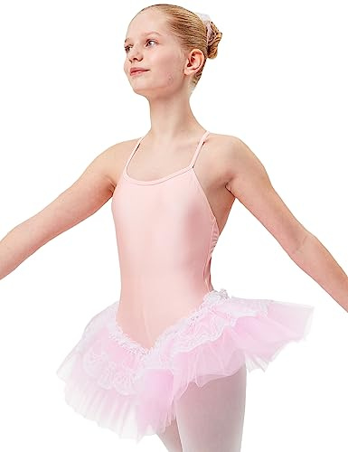 tanzmuster Ballettkleid Tutu Mädchen - Antonia - Gr. 92-170 - 3 Lagen Tüll und Spitze - glänzendes Lycra - Ballett Trikot mit Tüllrock in rot, Größe:92/98
