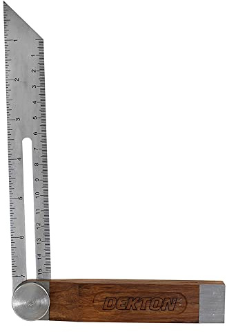 Dekton 8-Inch Bevel Square - Durable Polished Hardwood, Stainless Steel Anti-Rust Blade with Imperial and Metric Graduations, 45-Degree Finished End for Precision Measuring and Cutting (200mm)