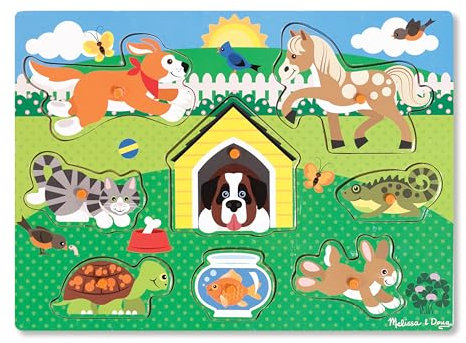 Melissa and Doug Haustiere Holzpuzzle Kinder, Puzzle ab 2 Jahre, Greifpuzzle Steckpuzzle Holz ab 2 Jahre, Holzpuzzle ab 2, Holzspielzeug Spiele ab 2 Jahre, Schichtpuzzle Holz Puzzles Kind