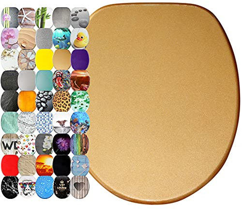 Sanilo Toilet Seat, Great Range of Colorful Toilet Seats, Stable Hinges, Easy to Mount (Glitter Gold)