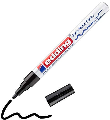 edding 751 Glanzlackmarker - schwarz - Packung mit 1 Lackmarker - Rundspitze 1-2 mm - Lackstift für Glas, Stein, Holz, Kunststoff und Papier - wasserfest, stark deckend