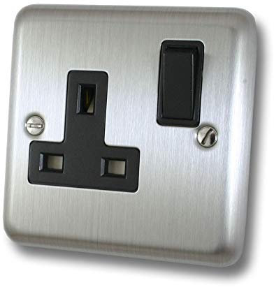 Varilight - 1 Gang 13 Amp Single Switched Socket Matt Chrome - XS4B