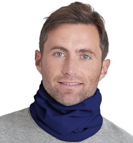 Tough Headwear Winter Neck Gaiters For Men & Women - Fleece Neck Gaiter Snood - Fleece Neck Warmer Snoods - Mens and Womens Ski Gaiter Neck Scarf - Reversible - Navy Blue