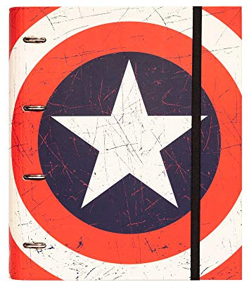 Erik Marvel Captain America Shield Ordner Schule oder Büro - 2 Ringe - Rückenschilder Ordner mit Motiv - Ringordner Pappe