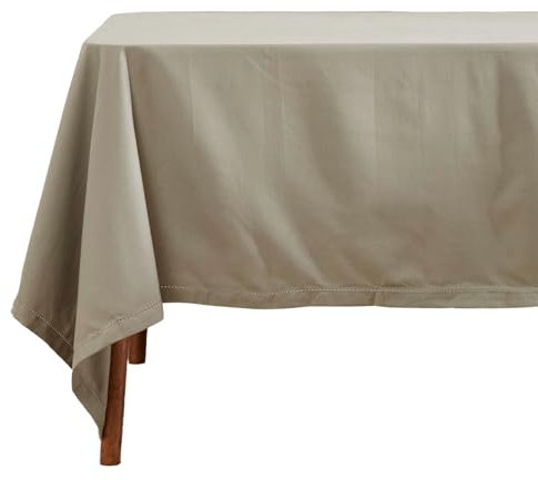 Homescapes Graue Tischdecke mit Hohlsaum aus 100% Baumwolle 137x228 cm, Tischtuch rechteckig, waschbar & pflegeleicht