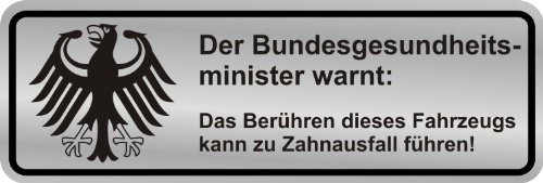 easydruck24de Fun-Aufkleber Warnung Zahnausfall I 15 x 5 cm I lustiger Spruch für Motorrad Mofa Auto-Aufkleber Fahrrad-Aufkleber I wetterfest Silber I kfz367