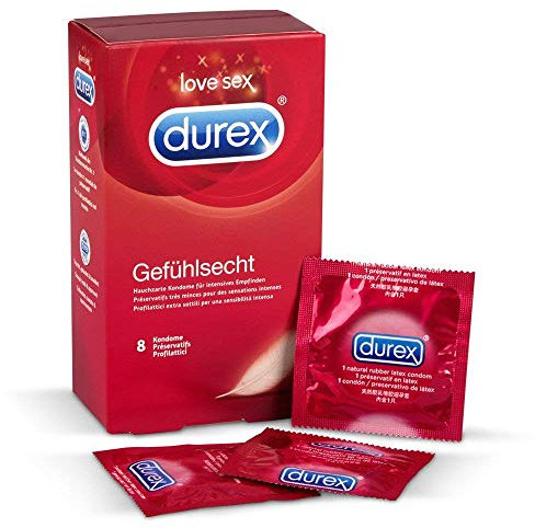 Durex Gefühlsecht Classic Kondome - Hauchzart für intensives Empfinden - 1 x 8 Stück