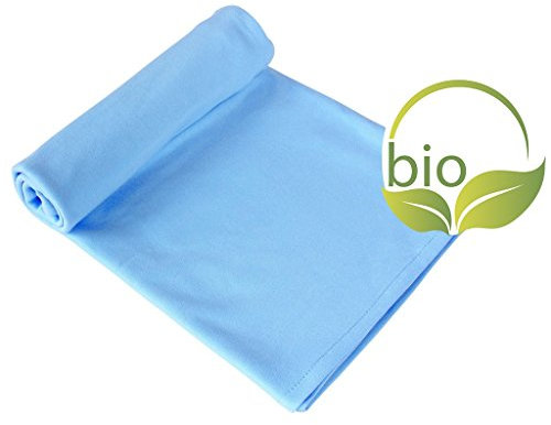 ByBoom - Babydecke, Kuscheldecke, Erstlingsdecke, Sommerdecke, 70x100 cm; 100% BIO BAUMWOLLE, Farbe:Blau/Blau