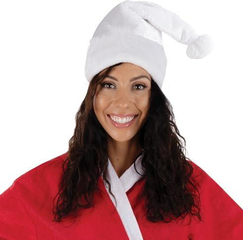 Generique - Weihnachtsmann-Mütze Erwachsene weiß Einheitsgröße