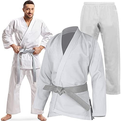 Karategi Senshi Japan, uniforme da studente di arti marziali, in cotone, con cintura, White, 7/200