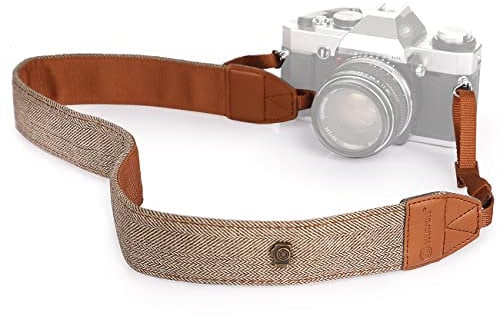 TARION L-241Z Sangle Appareil Photo Bandoulière Appareil Photo Courroie Appareil Photo au Style Bohème pour DSLR SLR Appareils Photo Sangle/Bandoulière en Coton pour Appareil Photo Reflex Kaki