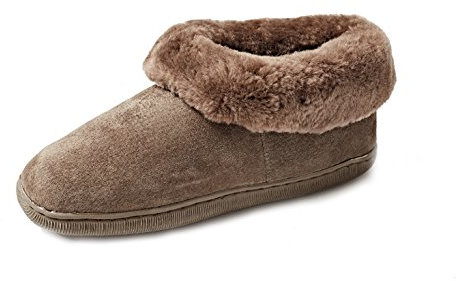 Reissner Lammfelle | Engel Hausschuhe Kreta | Veloursleder | Innenfutter Merino Lammfell | 44 braun