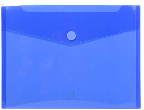 Exacompta 56422E 5er Pack Kunststoffhüllen DIN A5 für Briefumschläge mit Klettverschluss und Klappe aus weichem Kunststoff transluzent blau