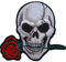 Biker Patch Skull Rose Embroidered Badge Iron On/Sew On Clothes Jacket Jeans