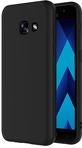 AICEK Kompatibel mit Samsung Galaxy A3 2017 Hülle, Schwarz Silikon Schutzhülle Case TPU Bumper Handyhülle
