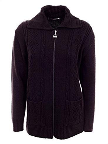 Celeb Look W46 Celebmodelook New Womens Zipped Cable Knit Long Sleeve Zip Up Fasten Jumper Top Ladies Classic Knitwear Zipper Cardigan in Plus Size. Black