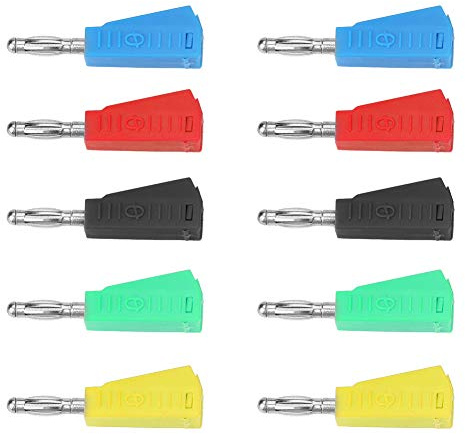 10pcs 4mm Stackable Banana Plug P3002 Nickel Plated | Nickel Plated Brass, 4mm Standard Diameter, Stackable Design, Solder Type Connection, Audio and Test Equipment