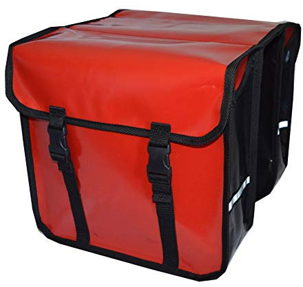 Aves-24 FAHRRADTASCHE Gepäckträgretache Fahrrad Doppel Tasche Gepäckträger 28L PVC (Rot)