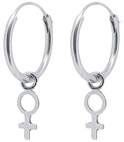 ENTREPLATA Creolen Silber 925 mit Venus-Symbol – Handgefertigte Ohrstecker für selbstbewusste Frauen – Paar 12 mm Ohrringe im Criolla-Stil mit femininer Botschaft