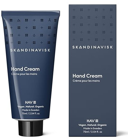 Skandinavisk HAV 'Sea' Organic Hand Cream. Fragrance Notes: Salt Spray and Sea Kelp, Hawthorn and Beach Rose. Vegan formula. 75 ml
