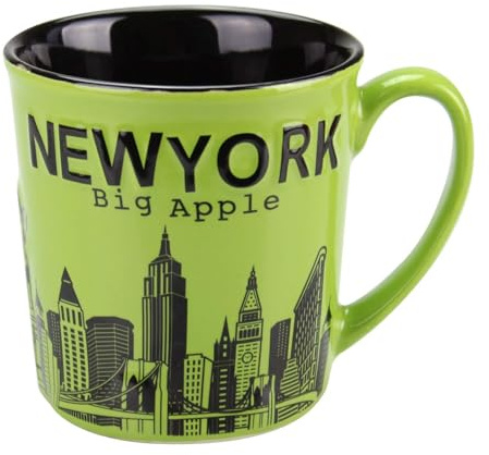 Torkia - New York Big Apple City Skyline Jumbo Ceramic Mugs - 12oz (Lime Green)