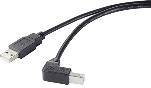 Renkforce RF-4613068 Kabel 2.0 A, USB-B Stecker 50.00cm Schwarz 90° nach unten gewinkelt, 3 Stück