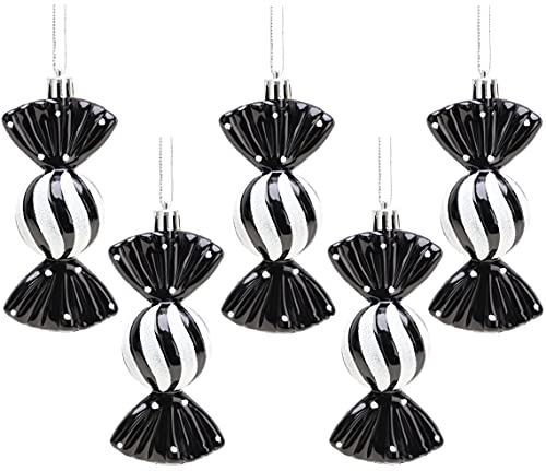 Christmas Concepts® Pack of 5-110mm Large Sweet Shaped Baubles - Shiny & Glitter Decorated - Christmas Baubles (Black)