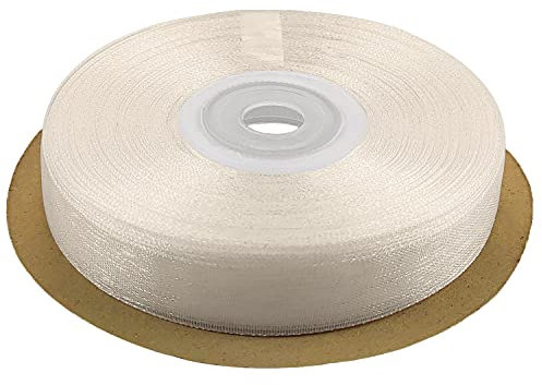 Netuno Schleifenband 12mm x 32m Farbe ecru Dekoband Geschenkband Organzaband Chiffon-Stoff für Dekoration DIY Basteln Handwerk Hochzeit Party Geschenke Verpackung