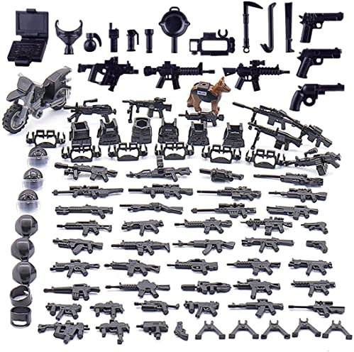 AKOGD Militärwaffe für Minifiguren, DIY Baustein Zubehör Kit Militärwaffenset Weapons Zubehör für Mini Figuren