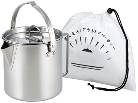 Wsrcxx Outdoor Camping Wasserkocher Edelstahl Kochkessel 1,2 l leichter Lagerfeuer Topf Wasserbecher Outdoor Camping Wandern Rucksackreisen mit Aufbewahrungstasche